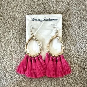 Tommy Bahama Gold Toned Pink Tassel Earrings